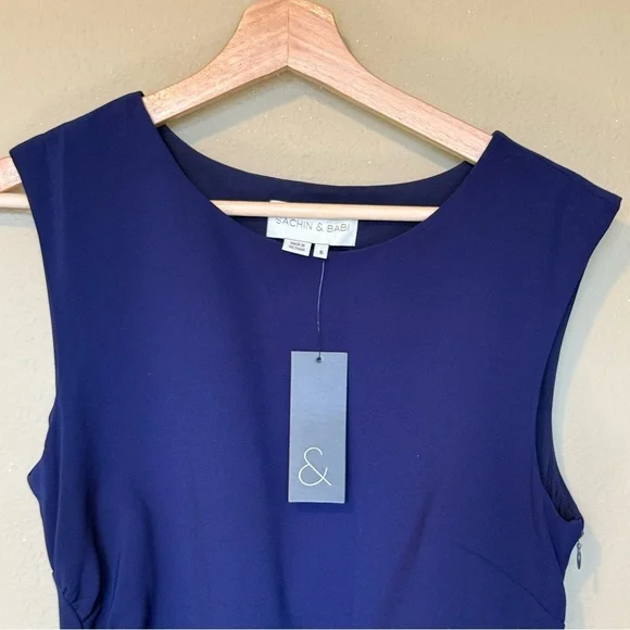 SACHIN & BABI Diana Mid Length Stretch Crepe Dress Navy NWT Size 6 - Picture 5 of 10